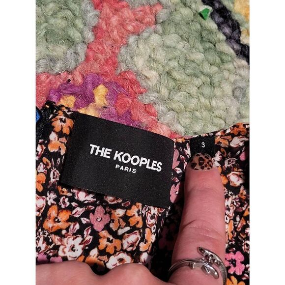 The Kooples Short Printed Dress Gathered Sleeves Floral Women's Small - Picture 3 of 6